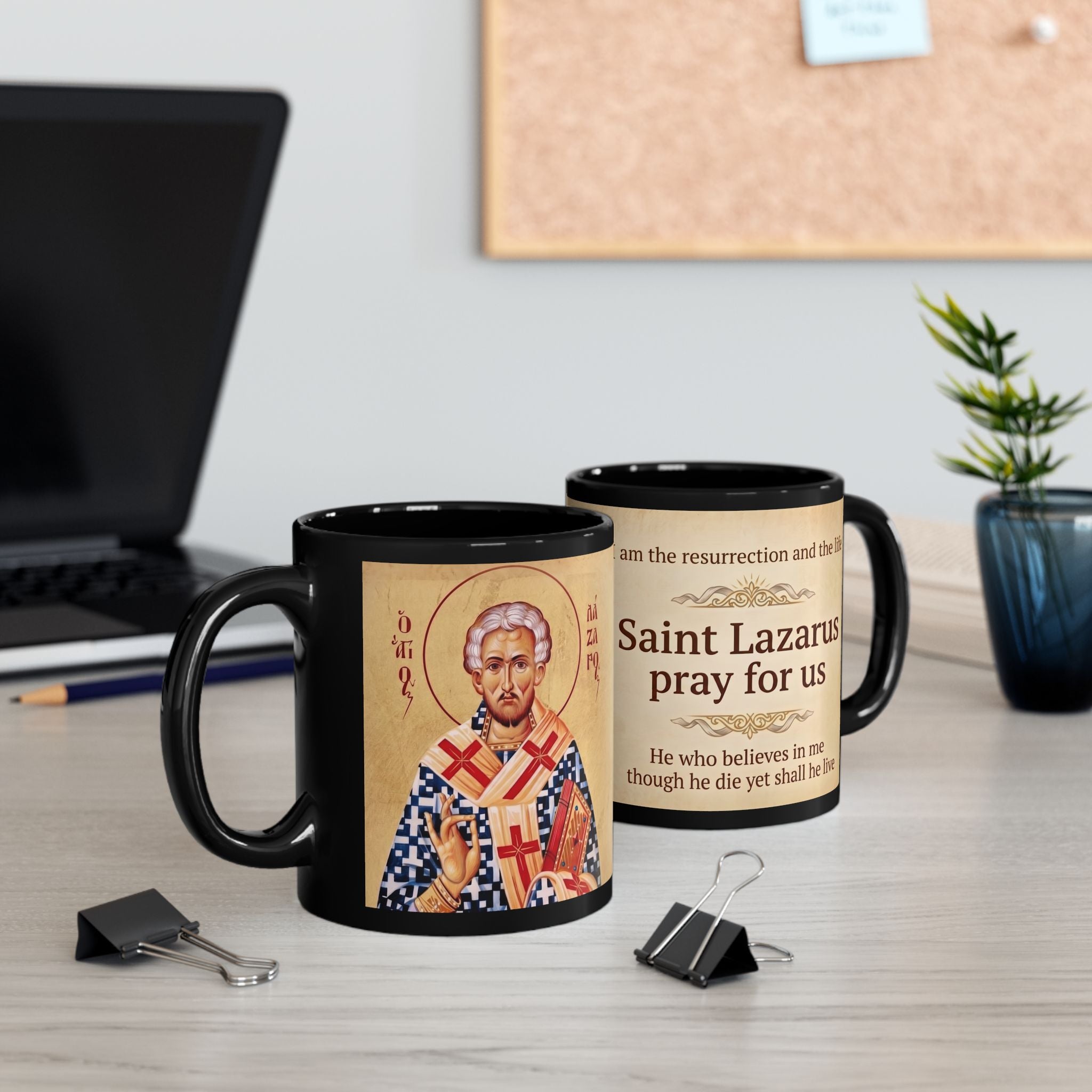 Saint Lazarus the Friend of Christ Black Coffee Mug