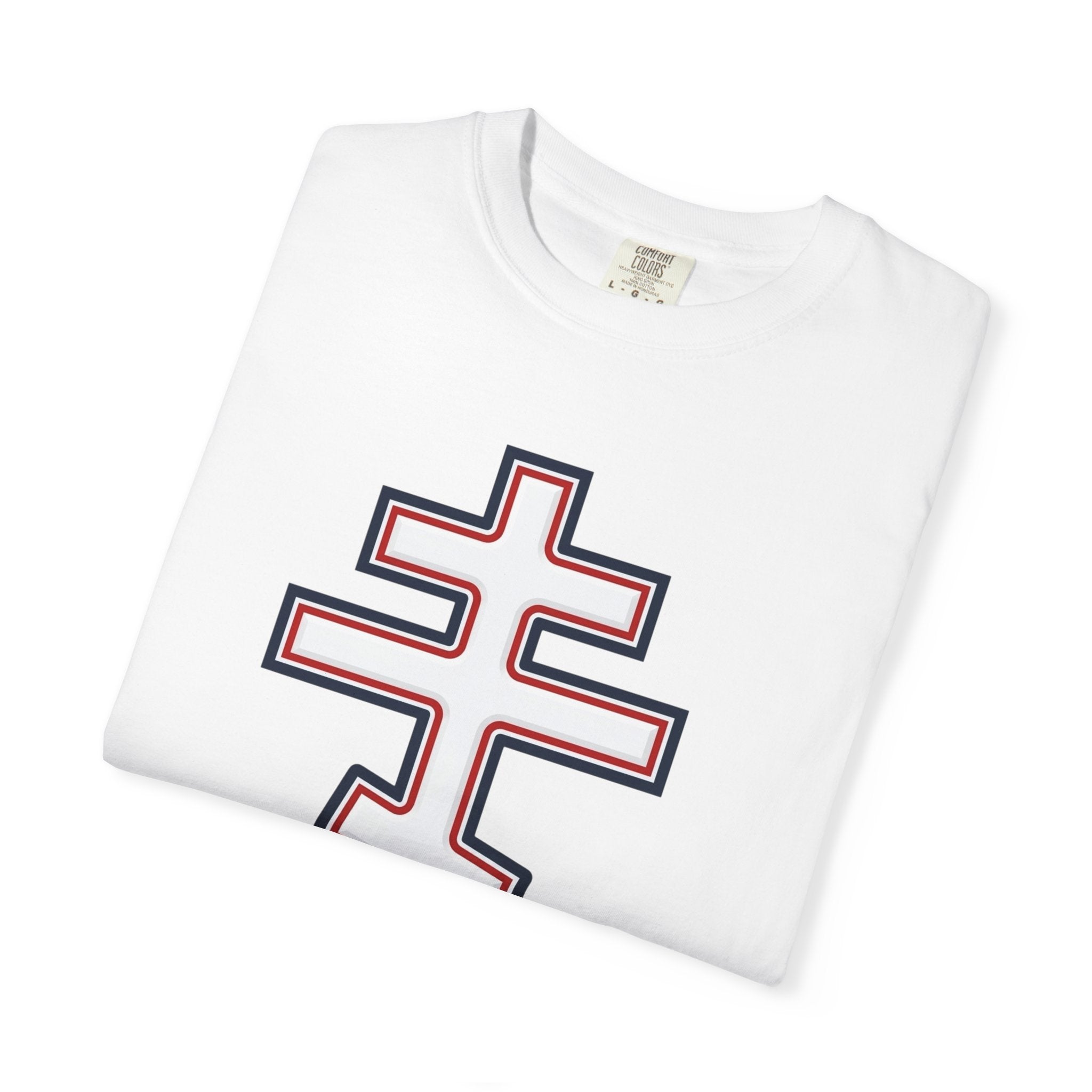 Georgian Orthodox Cross design on a heavyweight garment-dyed t-shirt
