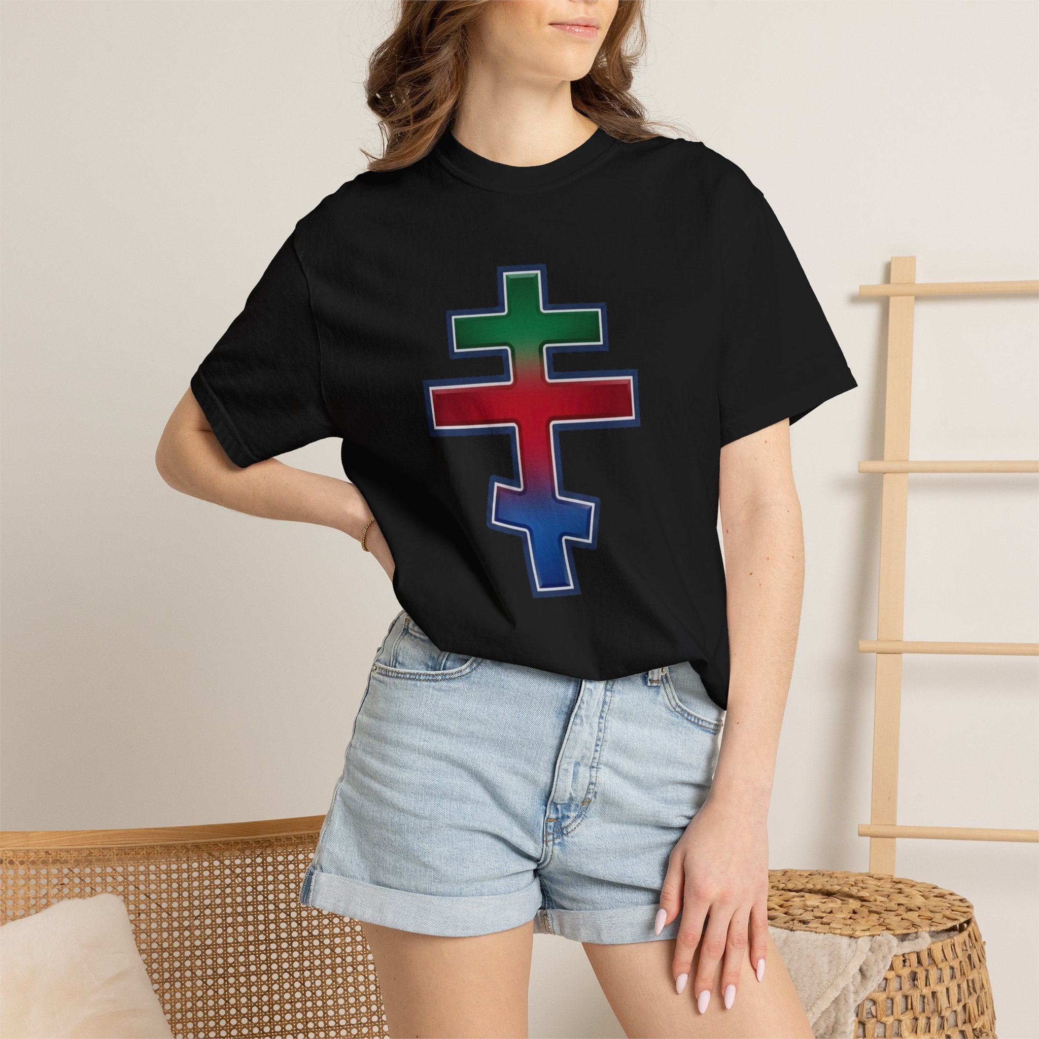 Eritrean Orthodox Cross design on a heavyweight garment-dyed t-shirt