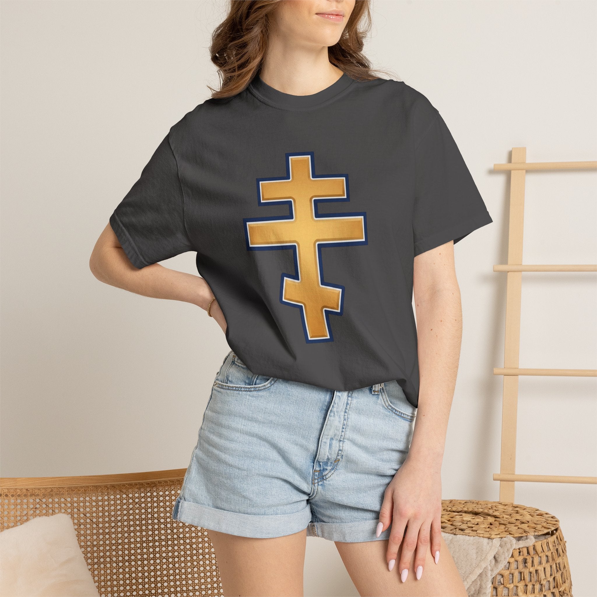 Cypriot Orthodox Cross design on a heavyweight garment-dyed t-shirt