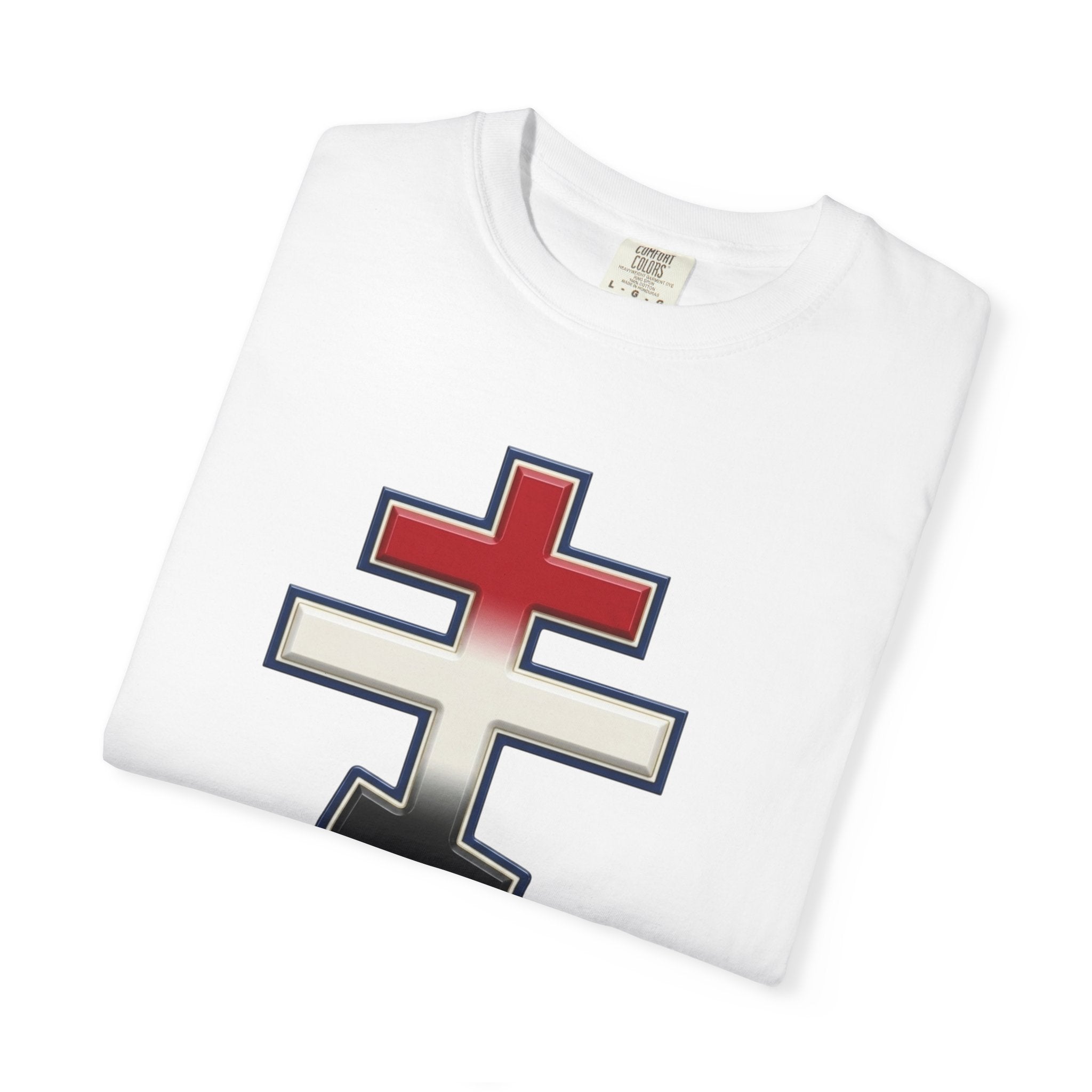 Egyptian Orthodox Cross design on a heavyweight garment-dyed t-shirt