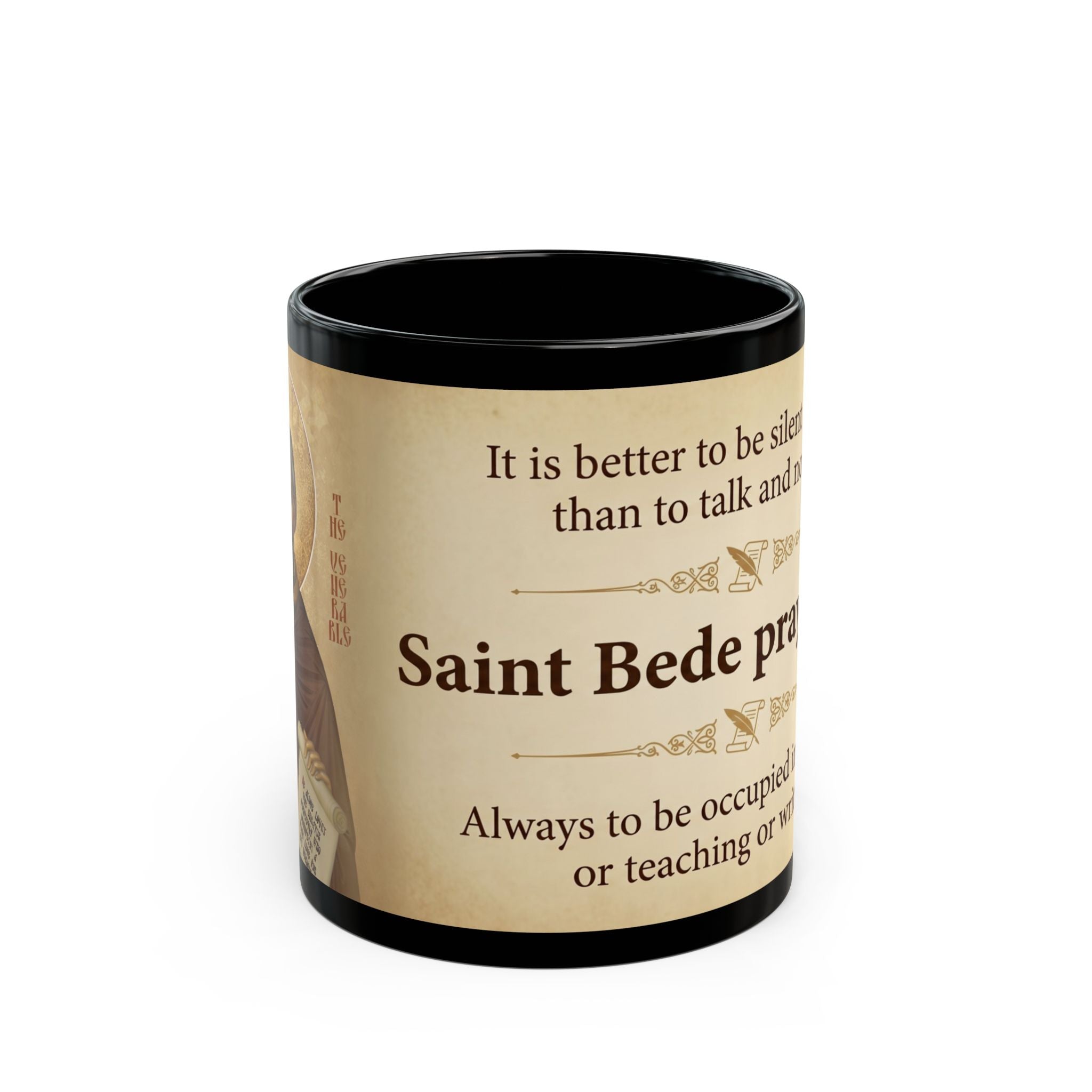 Saint Bede the Venerable Black Coffee Mug