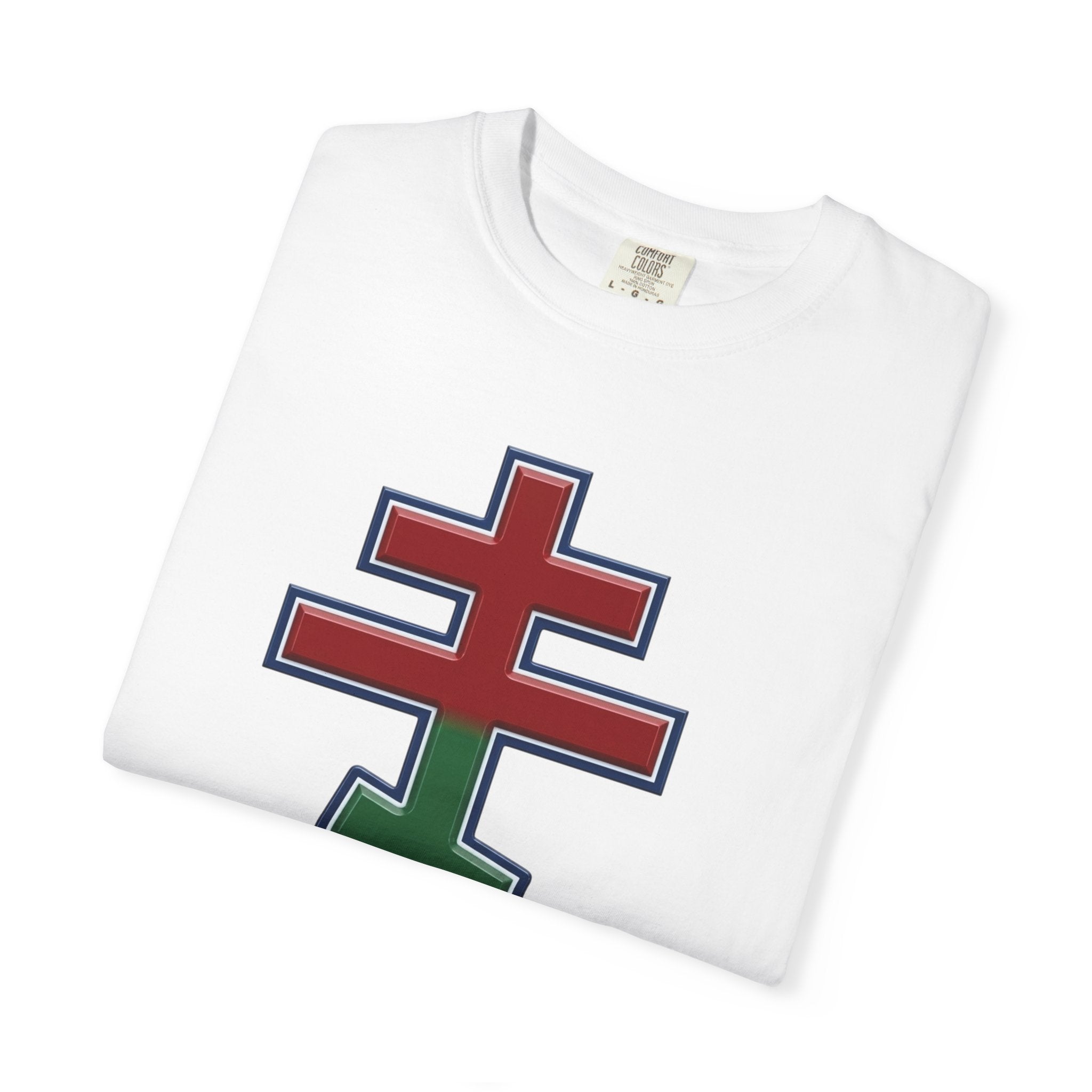 Belarusian Orthodox Cross design on a heavyweight garment-dyed t-shirt