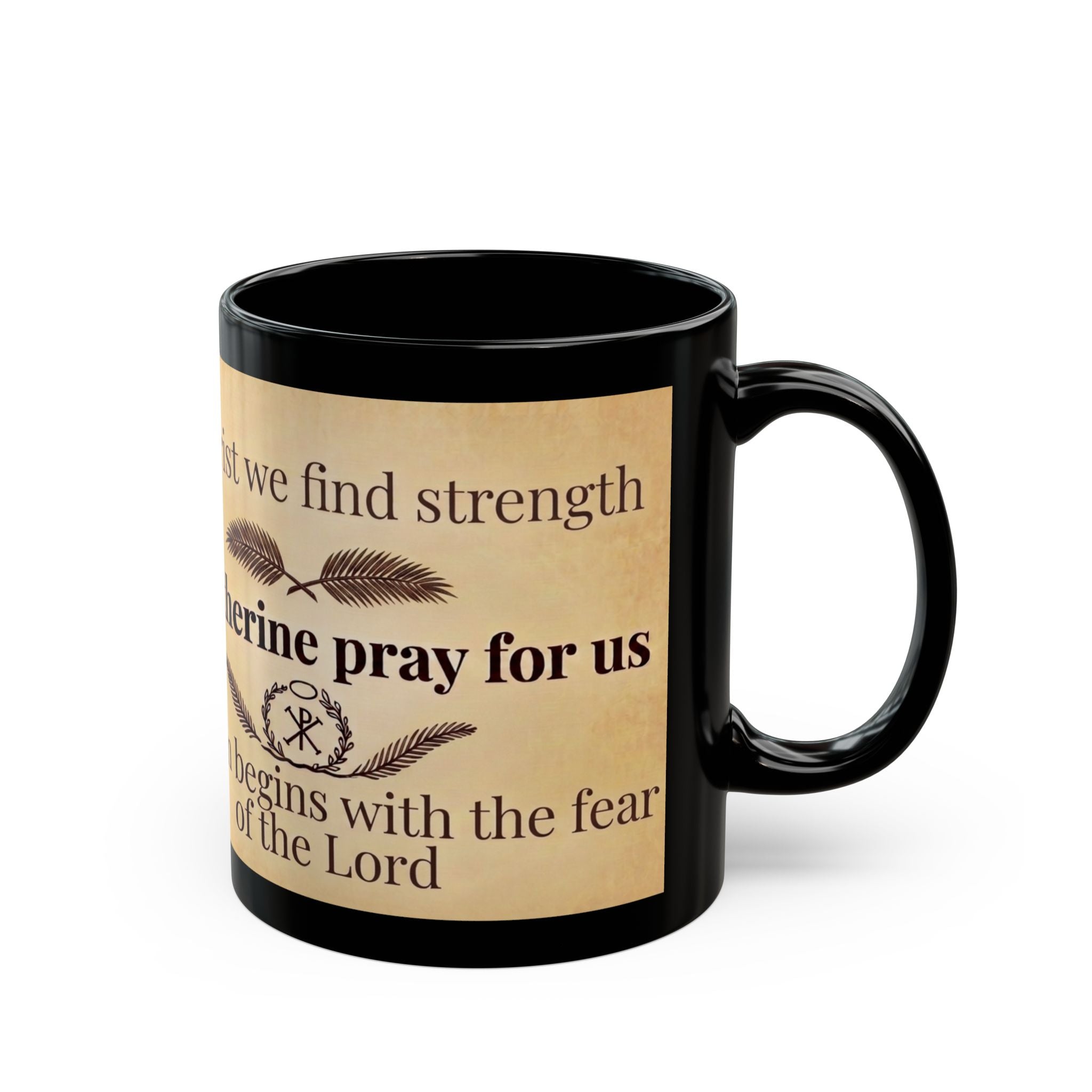 Saint Catherine of Alexandria Orthodox Christian Black Coffee Mug — Gift for Orthodox Christians