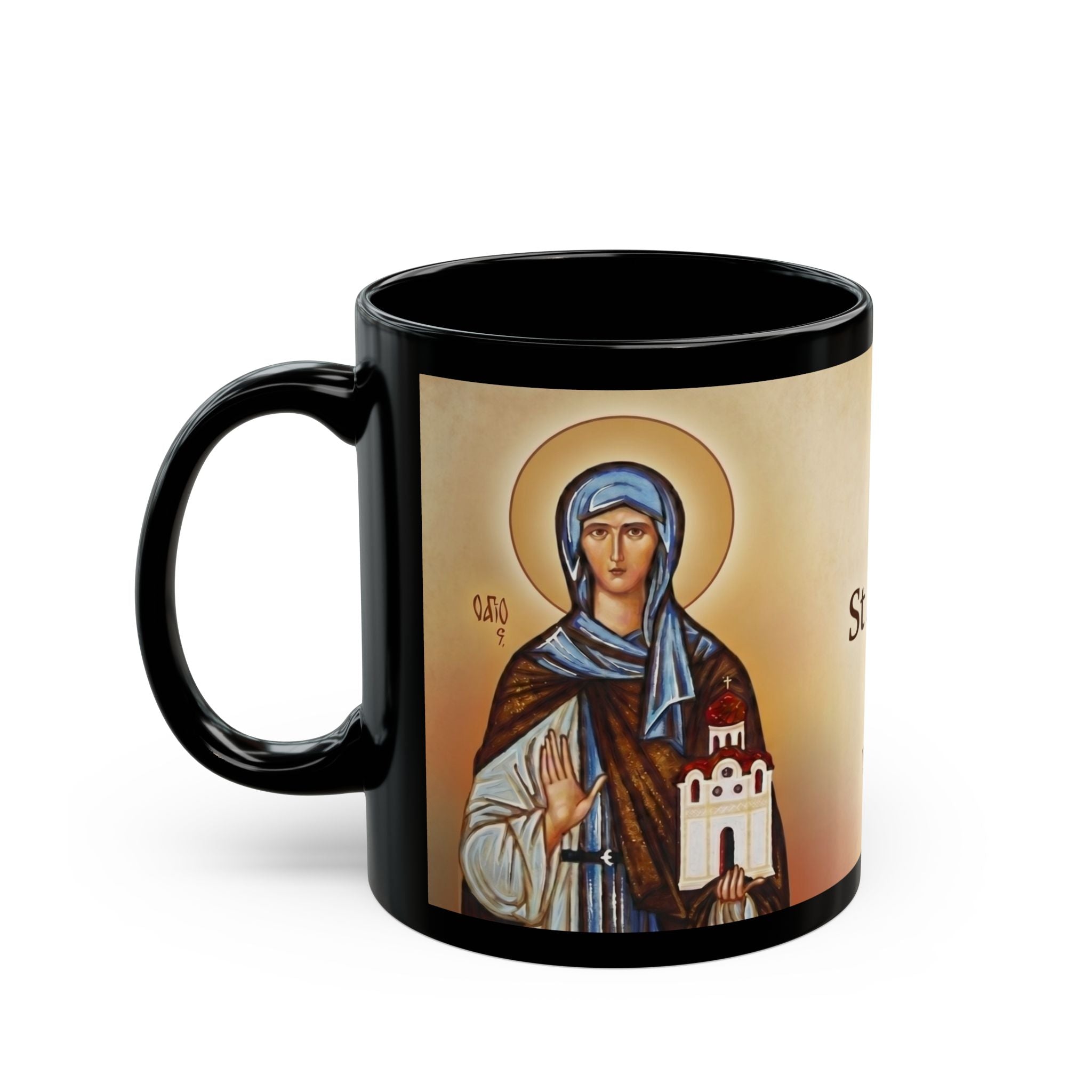 Saint Angelina of Serbia Orthodox Christian Black Coffee Mug — Orthodox Christian Gift