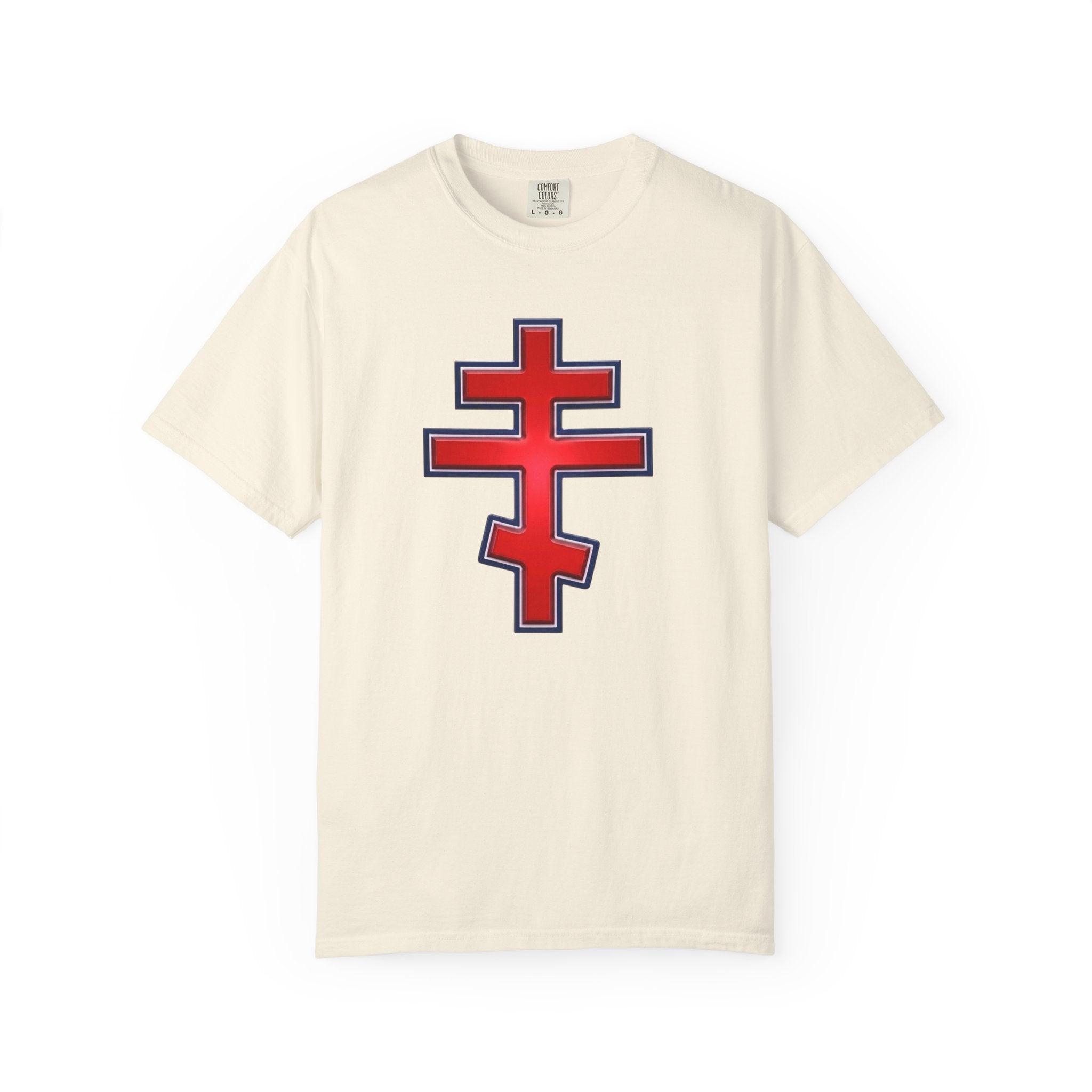 Montenegrin Orthodox Cross design on a heavyweight garment-dyed t-shirt