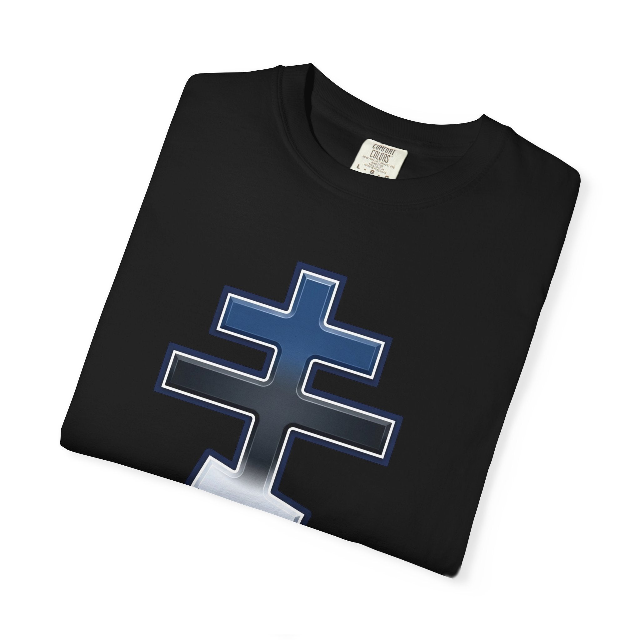 Estonian Orthodox Cross design on a heavyweight garment-dyed t-shirt