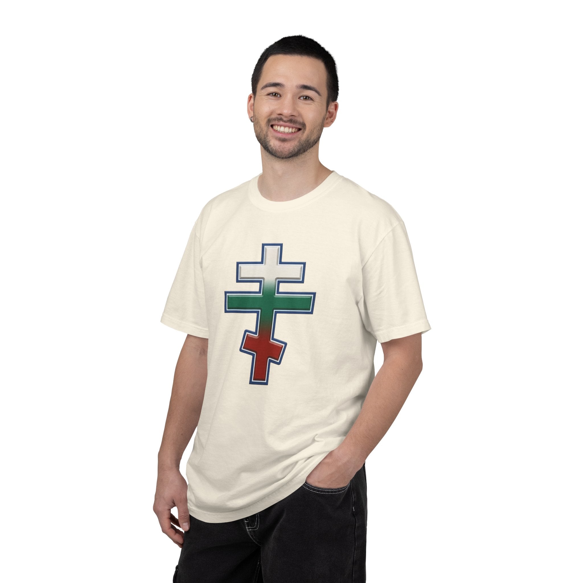 Bulgarian Orthodox Cross design on a heavyweight garment-dyed t-shirt