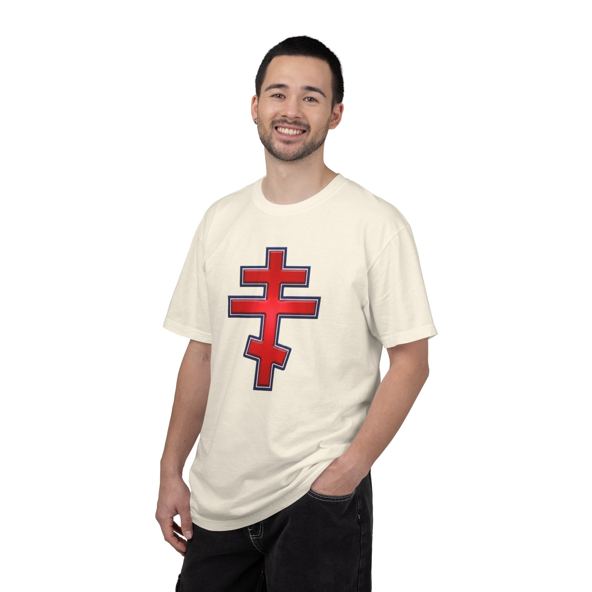 Montenegrin Orthodox Cross design on a heavyweight garment-dyed t-shirt