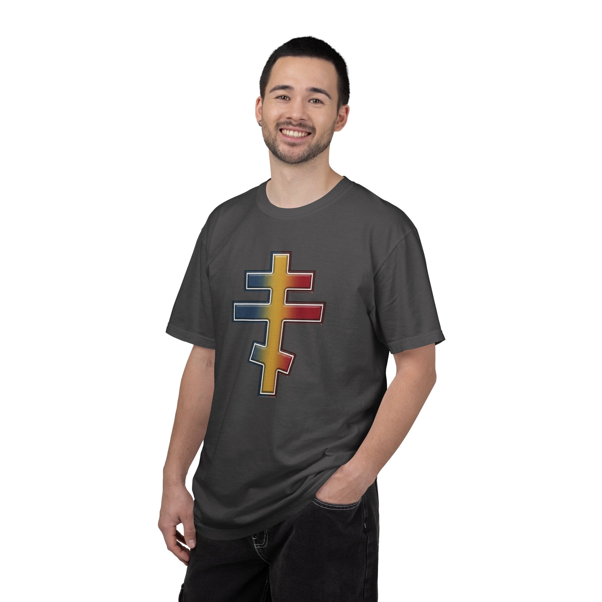 Moldovan Orthodox Cross design on a heavyweight garment-dyed t-shirt