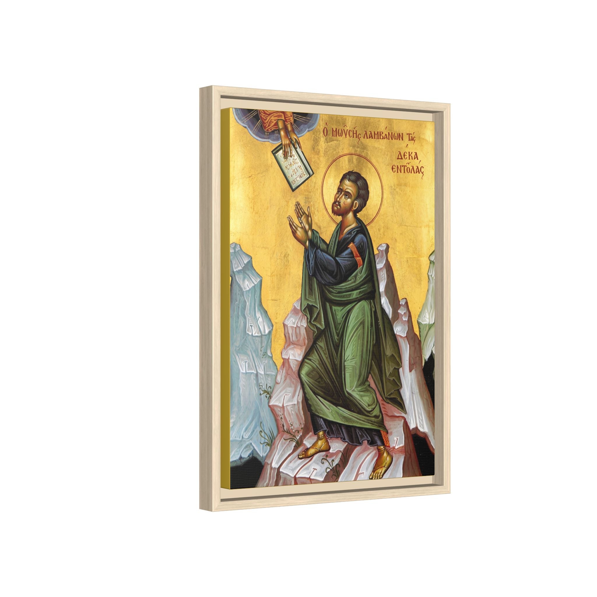 Framed canvas icon of Saint Moses the Prophet, traditional Orthodox Christian artwork