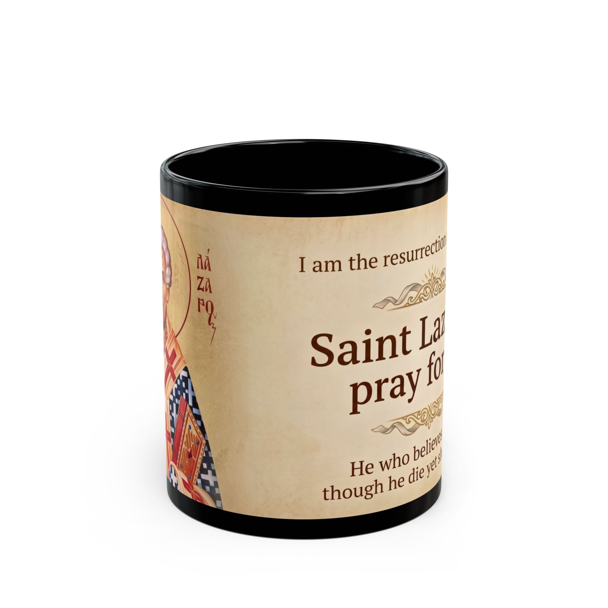 Saint Lazarus the Friend of Christ Black Coffee Mug