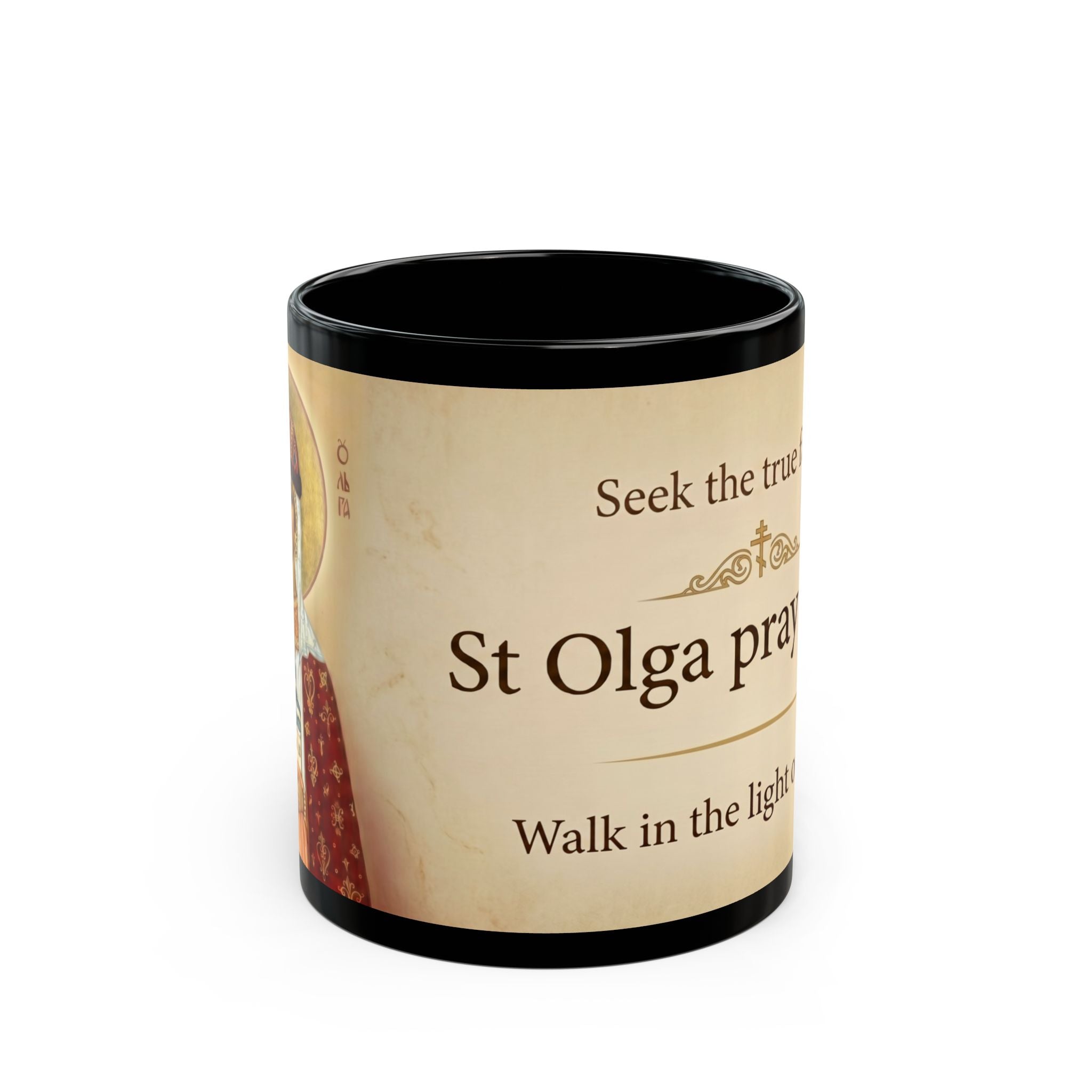 Saint Olga of Kiev Orthodox Christian Black Coffee Mug — Orthodox Christian Mug
