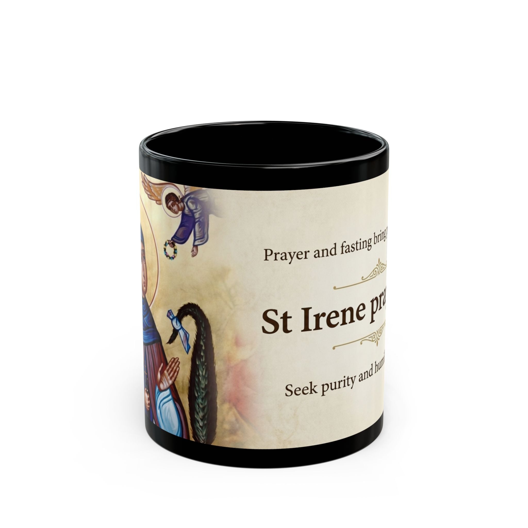 Saint Irene Chrysovalantou Orthodox Christian Black Coffee Mug — Orthodox Christian Mug