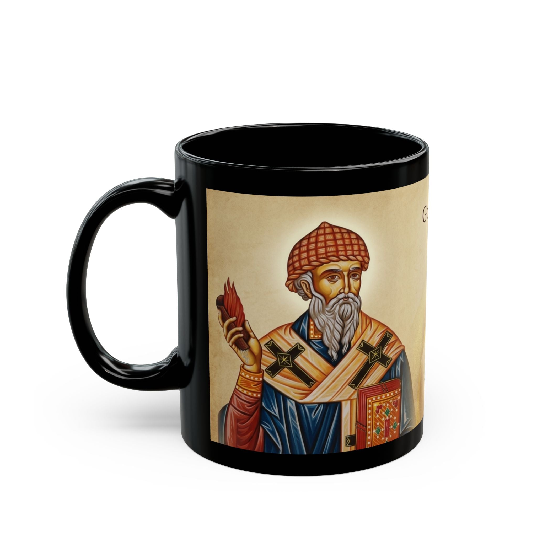 Saint Spyridon of Trimythous Orthodox Christian Black Coffee Mug — Orthodox Christian Gift
