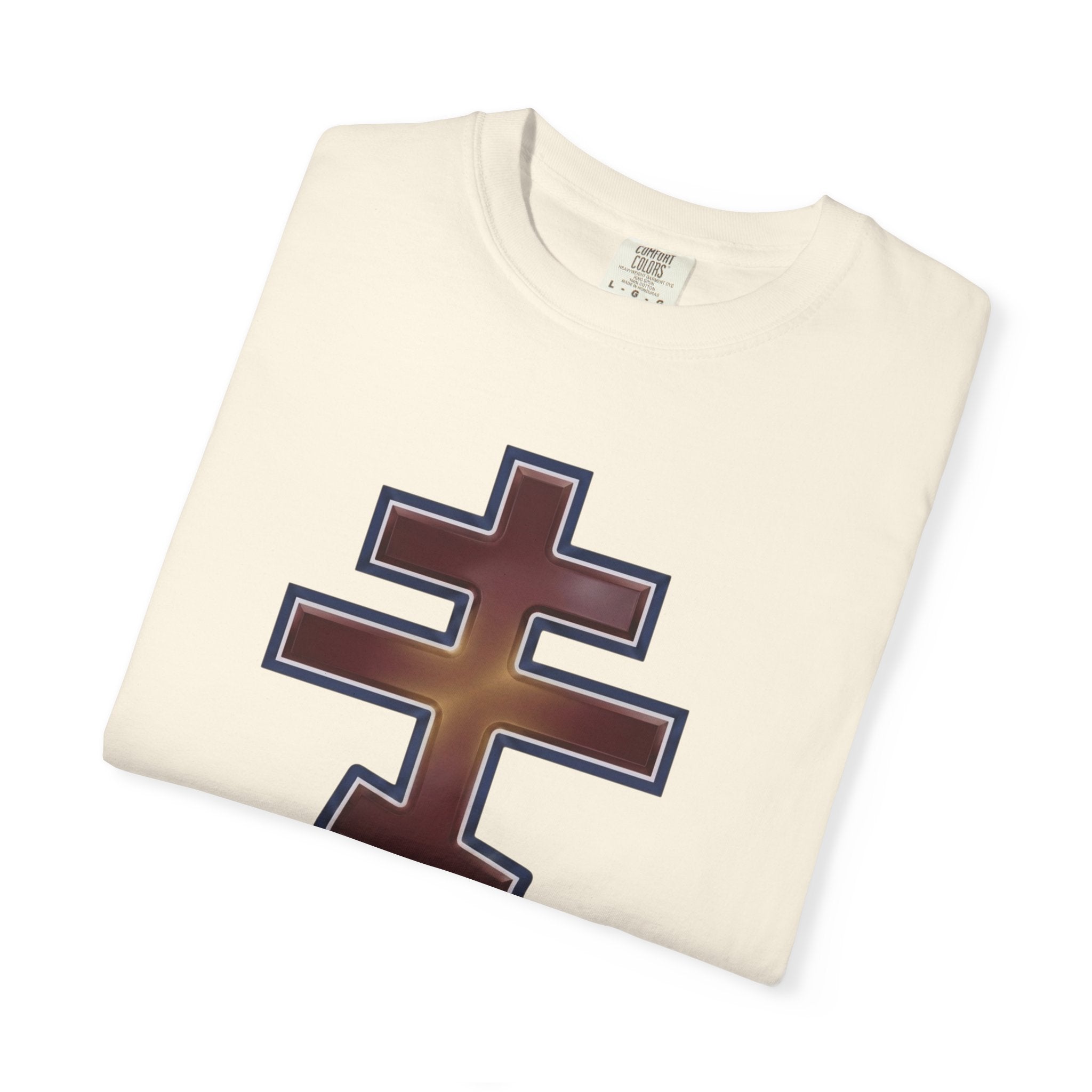 Antiochian Orthodox Cross design on a heavyweight garment-dyed t-shirt