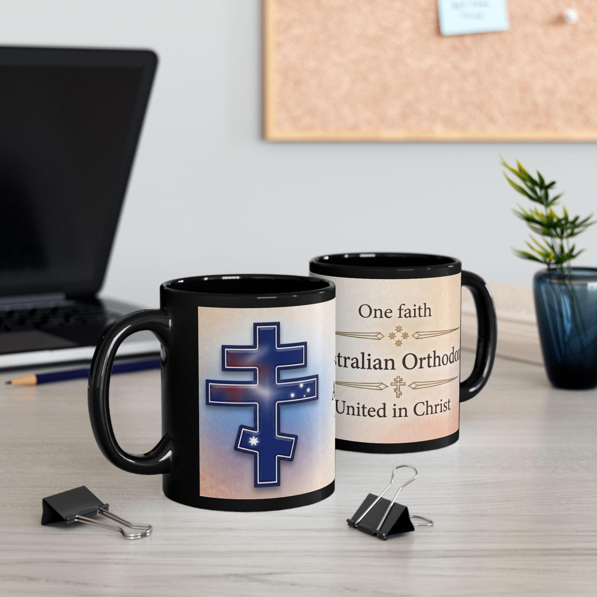 Australian Orthodox Christian Black Coffee Mug — Christian Gift Idea